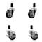 Service Caster 3'' Black Poly Wheel Swivel 1-3/8'' Expanding Stem Caster Set 2 Brakes, 4PK SCC-EX20S314-PPUB-BLK-2-TLB-2-138 - alternate 1